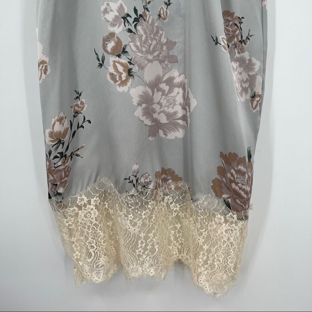 Y2K Intimately Free People Floral Sleeveless Lace-trim Slip Eyelash Fringe Dress - Picture 8 of 11